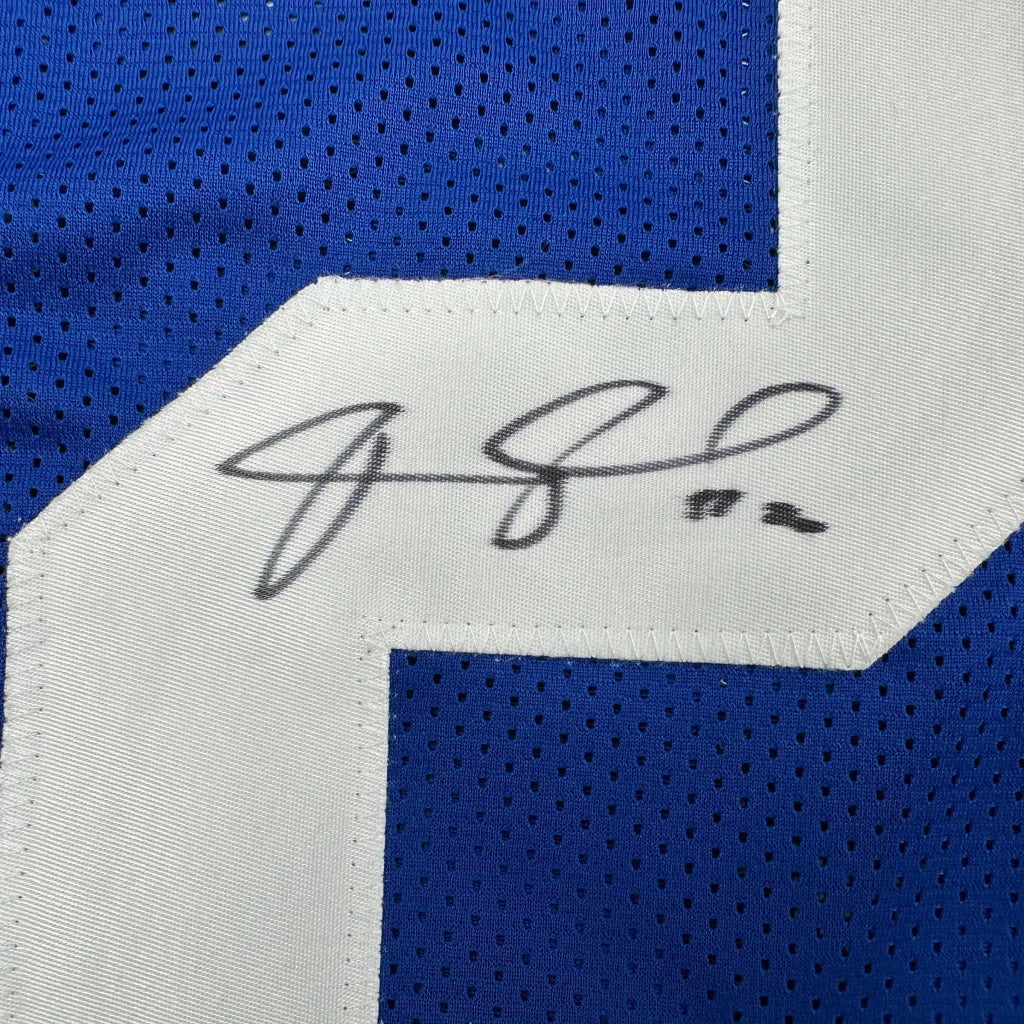 Autographed Janoris Jenkins New York Giants blue custom jersey with black signature