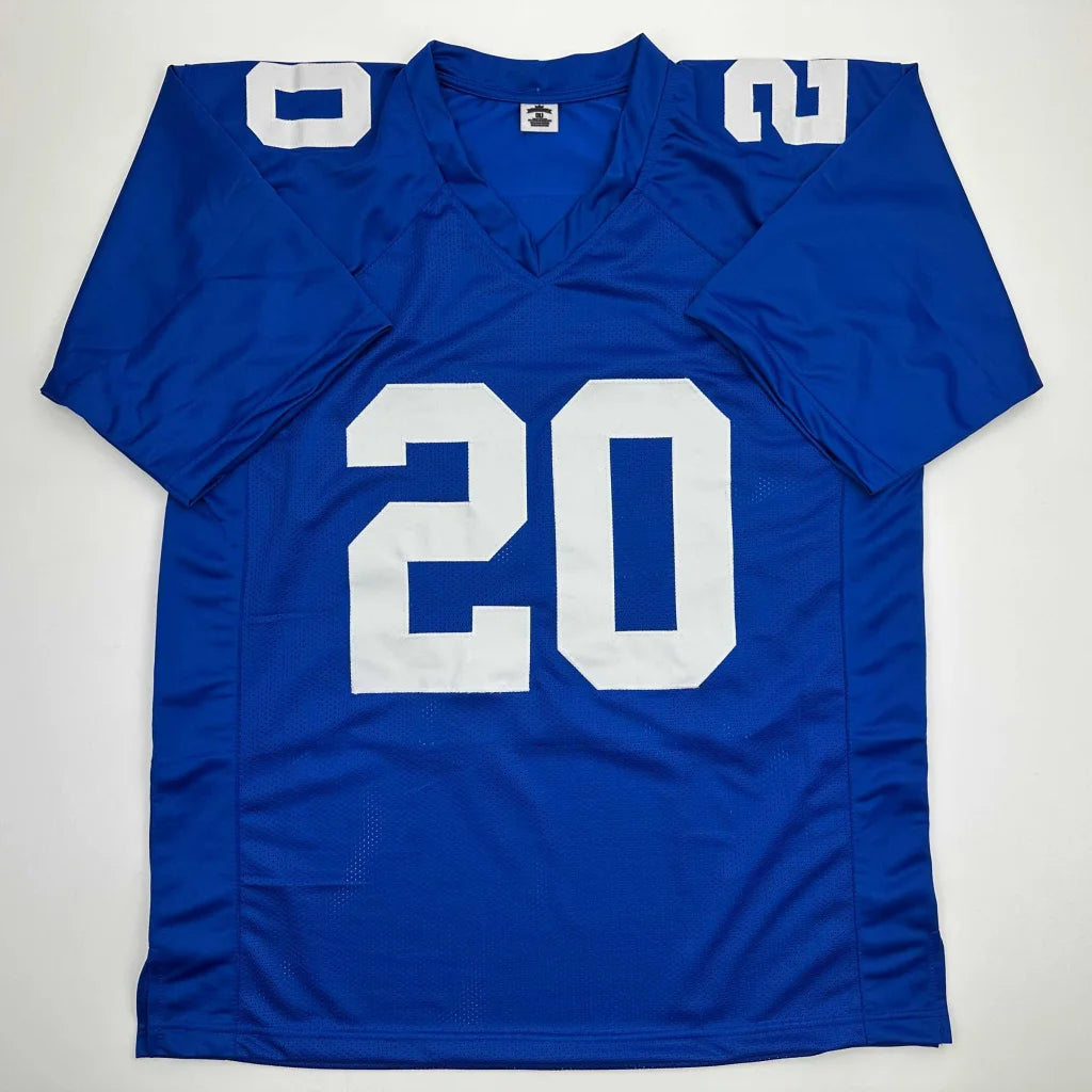 Autographed Janoris Jenkins custom New York blue football jersey with number 20