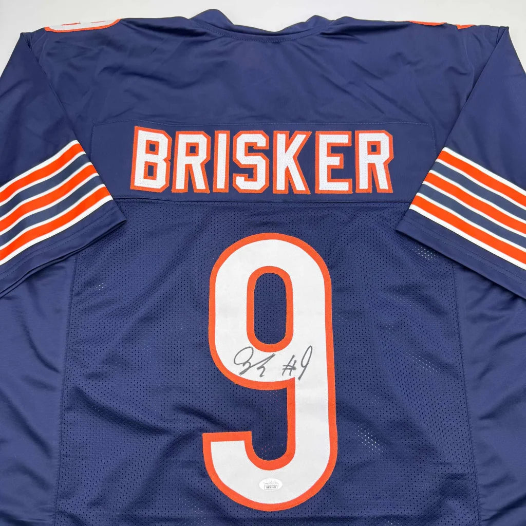 Autographed Jaquan Brisker Chicago Blue Football Jersey JSA COA | Certified Authentic Signed Memorabilia | vintageantiquesgifts.com