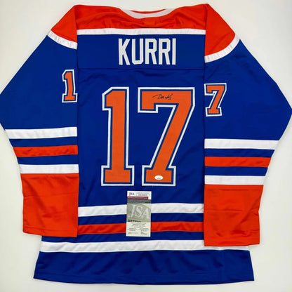 Autographed Jari Kurri Edmonton Oilers custom jersey with name and number 17