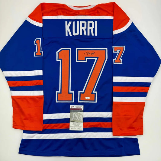 Autographed Jari Kurri Edmonton Oilers custom jersey with name and number 17