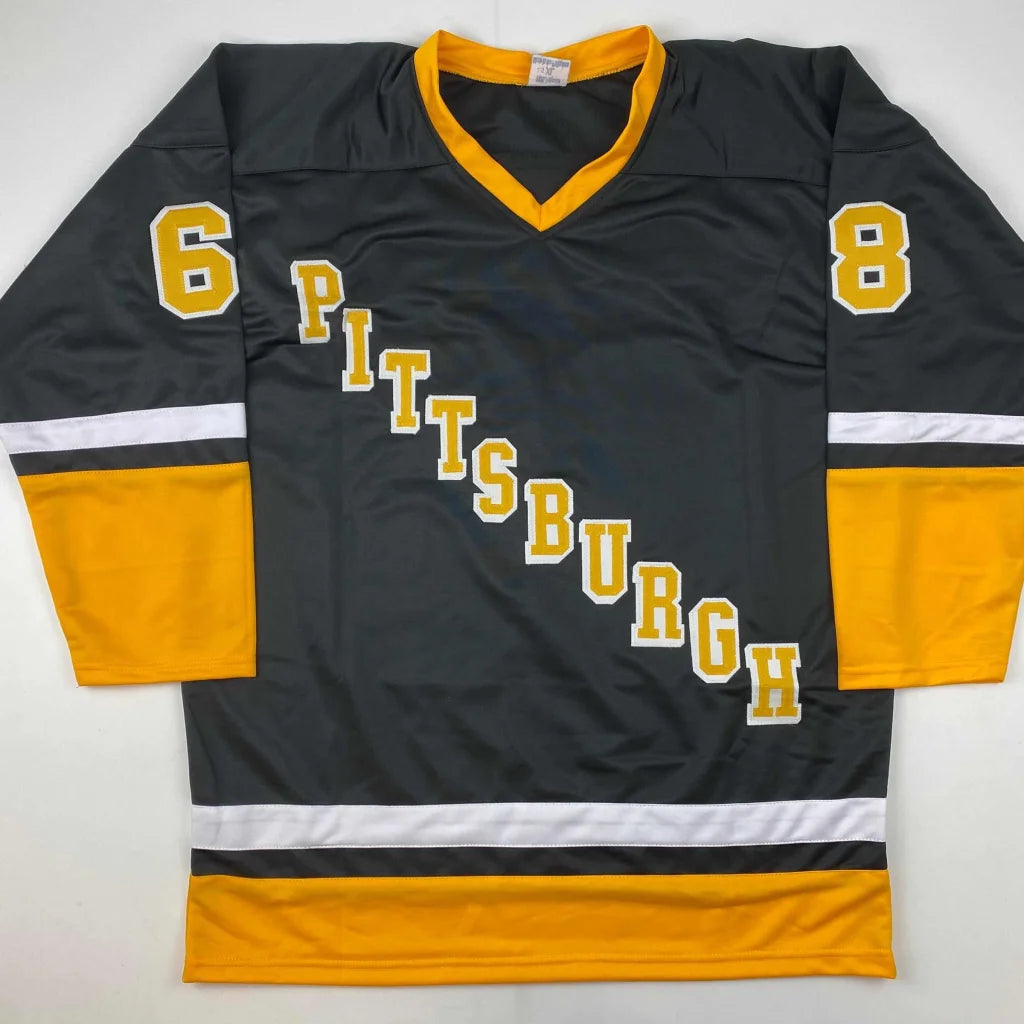 Autographed Jaromir Jagr black and gold Pittsburgh Penguins custom jersey