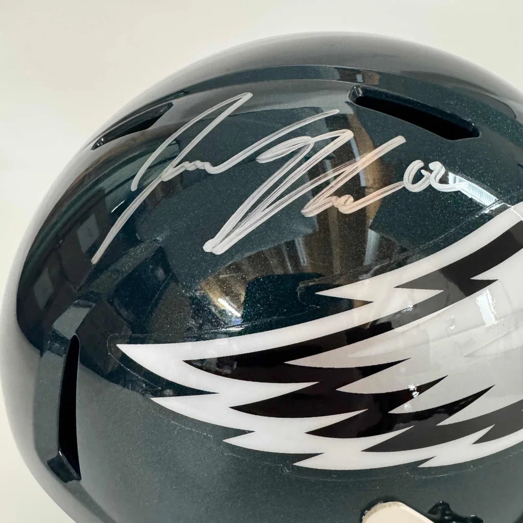 Autographed Philadelphia Eagles helmet featuring Jason Kelce, third party verified memorabilia