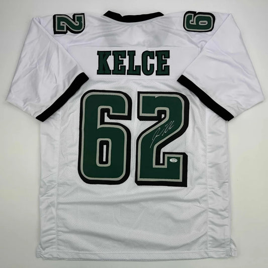 White and green custom jersey with number 62 for professional sports fans