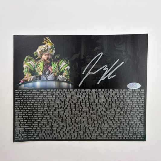 Autographed Jason Kelce Super Bowl Parade Speech Transcript Mummers Philadelphia Eagles 8x10 Football Photo PSA/DNA COA | Hall of Fame Sports Memorabilia | vintageantiquesgifts.com