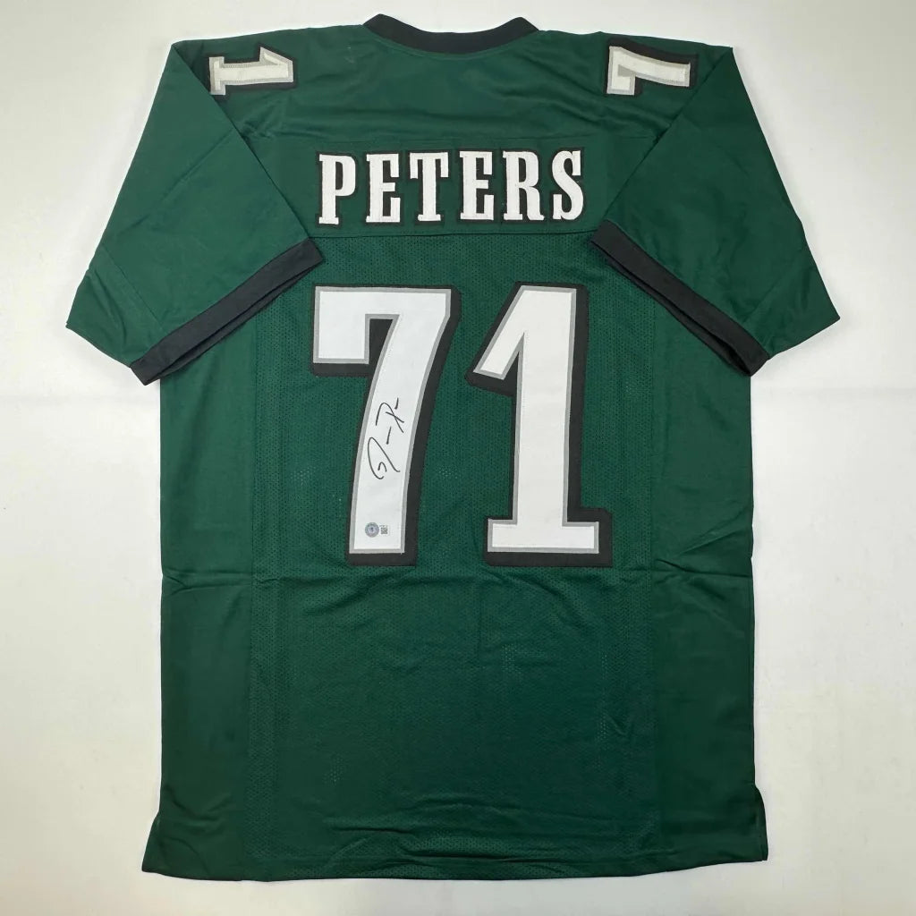 Green custom jersey with Peters 71 signature for professional sports collectibles