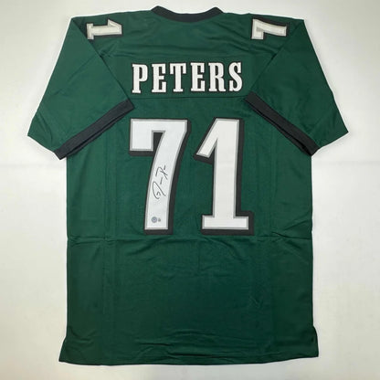 Green custom jersey with Peters 71 signature for professional sports collectibles