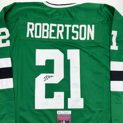 Green Robertson 21 jersey with autograph and JSA sticker, perfect for professional sports fans