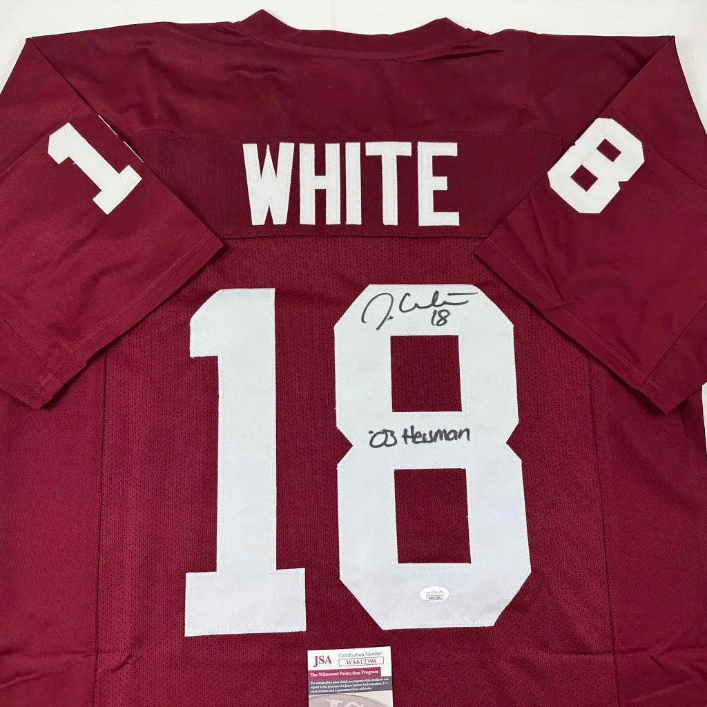 Autographed maroon custom jersey by J White and ED Heuman, perfect for pro sports fans