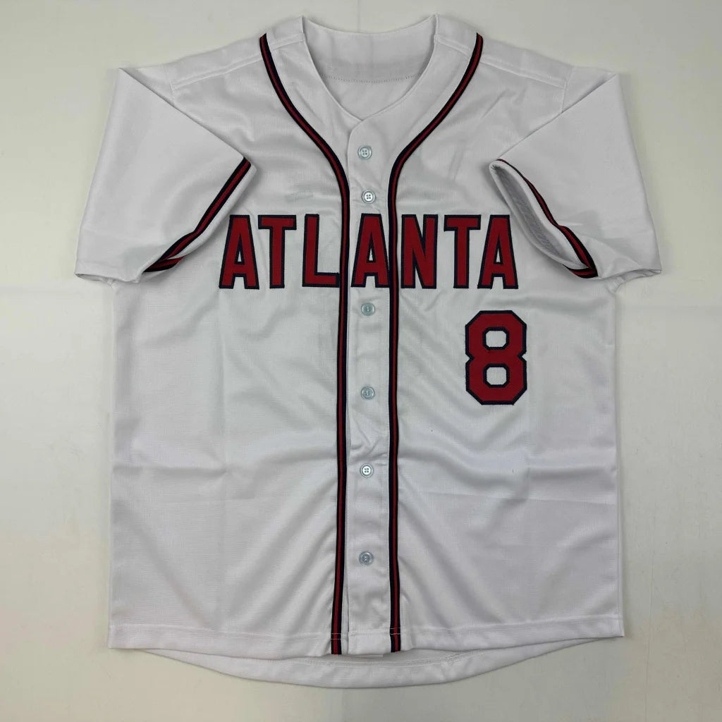 White custom jersey with red trim and numbers from Authentic Custom Jersey Lopez 8 for professional sports fans
