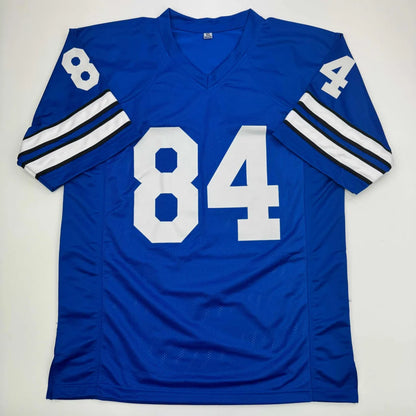 Blue Jay Novacek custom jersey with white number 84 striped sleeves for professional sports fans