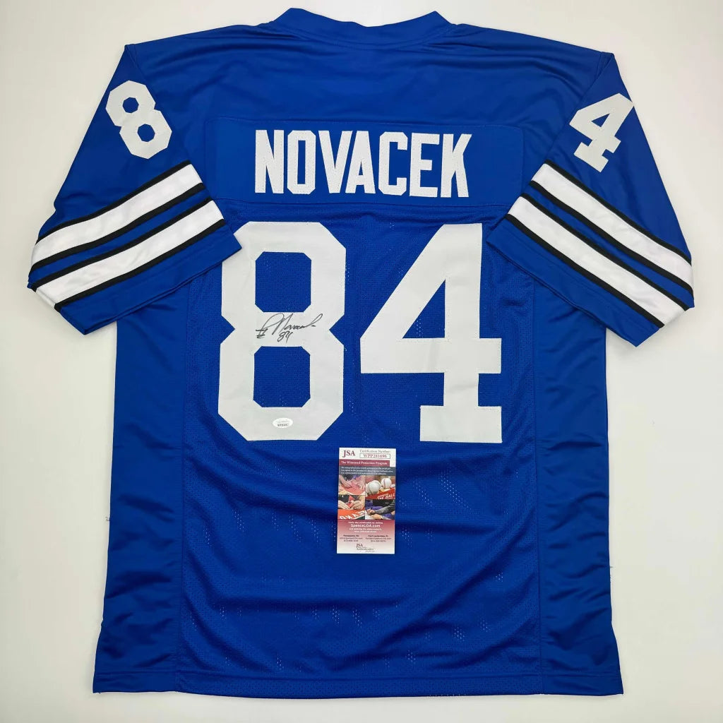 Blue Jay Novacek custom jersey signed by Jay Novacek for professional sports fans