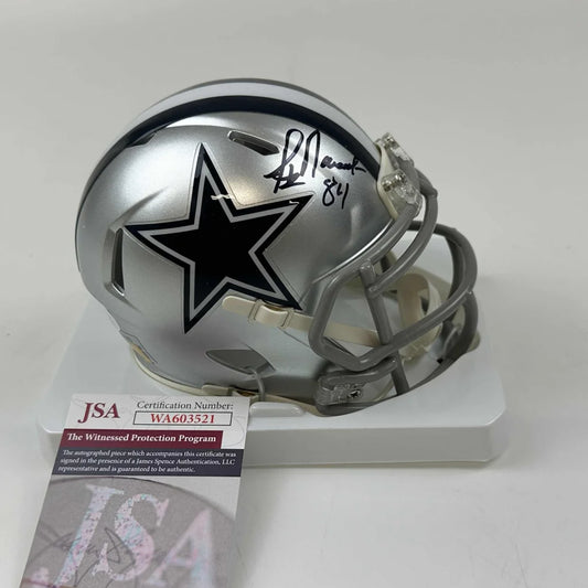 Signed Dallas Cowboys mini helmet with JSA certification, perfect for collectors