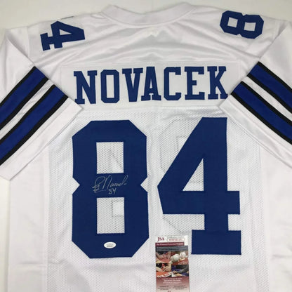 White Dallas Cowboys #84 Novacek autographed custom jersey for professional sports fans