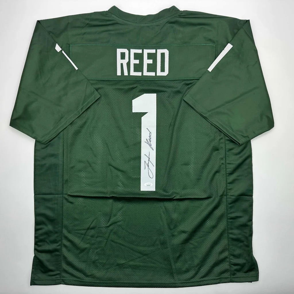 Autographed Jayden Reed Michigan State green custom jersey with number 1