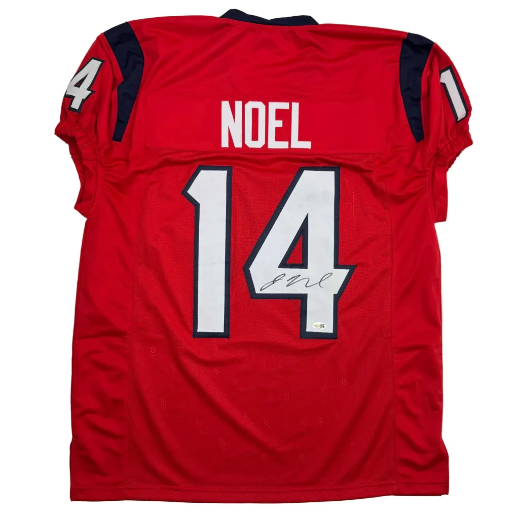 Autographed Jaylin Noel Houston Red Football Jersey JSA COA | Hall of Fame Sports Memorabilia | vintageantiquesgifts.com
