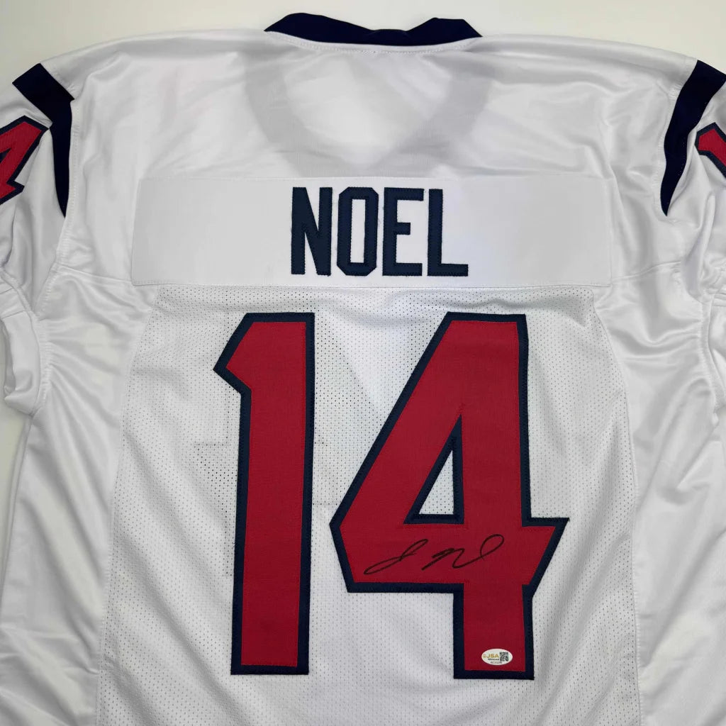 Autographed Jaylin Noel Houston White Football Jersey JSA COA | Certified Authentic Signed Memorabilia | vintageantiquesgifts.com