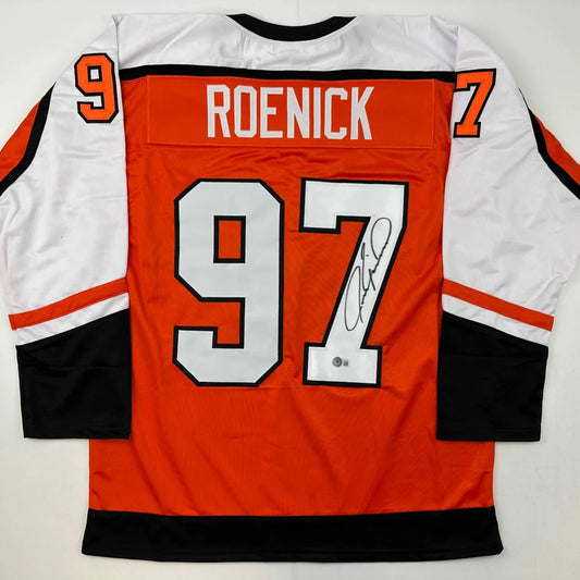 Autographed Jeremy Roenick Philadelphia Orange Hockey Jersey Beckett BAS COA | Hall of Fame Sports Memorabilia | vintageantiquesgifts.com