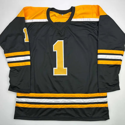 Autographed Jeremy Swayman black custom jersey #1, Boston pro sports league