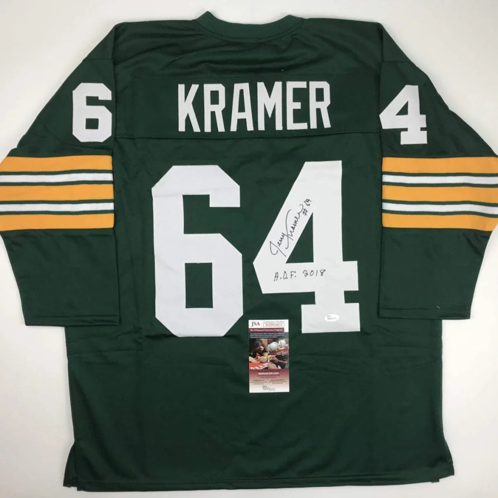 Autographed Jerry Kramer HOF custom Green Bay Packers jersey