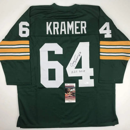 Autographed Jerry Kramer HOF custom Green Bay Packers jersey