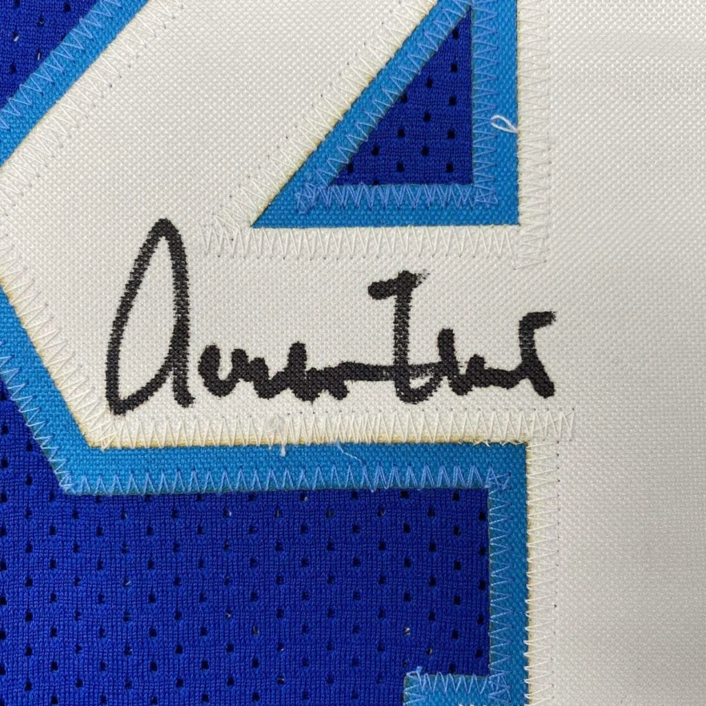 Autographed Jerry West LA Lakers blue custom jersey with number 4, JSA COA