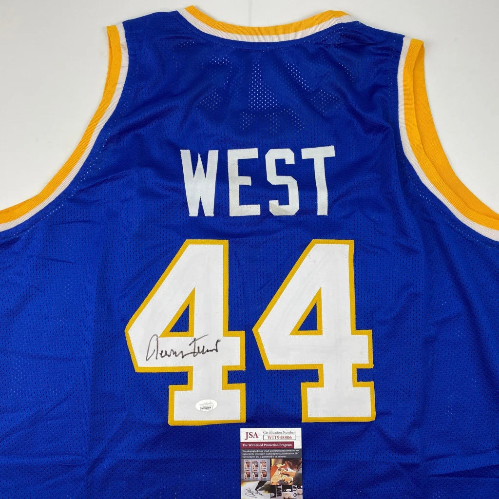 Autographed Jerry West blue Lakers custom jersey with number 44, JSA COA