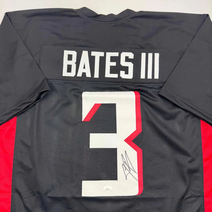 Autographed Jessie Bates III black custom jersey with red 3, Atlanta Falcons NFL