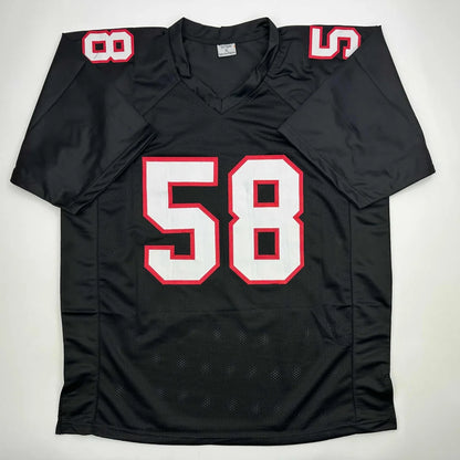 Autographed Jessie Tuggle Atlanta Black Football Jersey JSA COA | Authenticated Signed Sports Jersey | vintageantiquesgifts.com