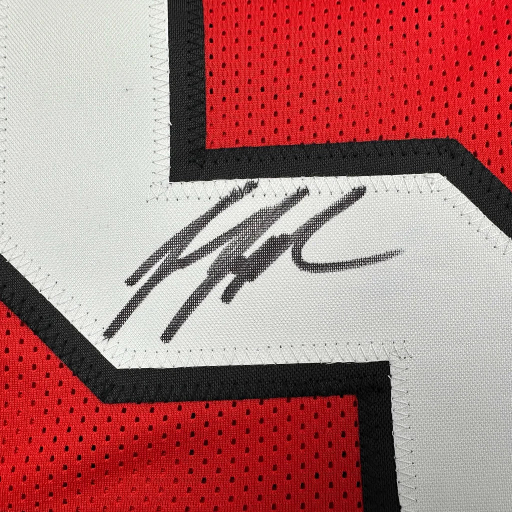 Autographed Jessie Tuggle Atlanta Red Football Jersey JSA COA | Authenticated Signed Sports Jersey | vintageantiquesgifts.com