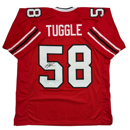 Autographed Jessie Tuggle Atlanta Red Football Jersey JSA COA | Hall of Fame Sports Memorabilia | vintageantiquesgifts.com