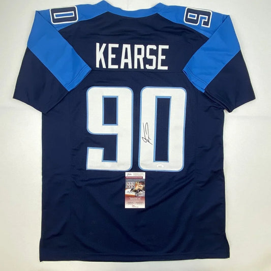 Autographed jevon kearse tennessee titans custom jersey in navy and royal blue from professional sports league
