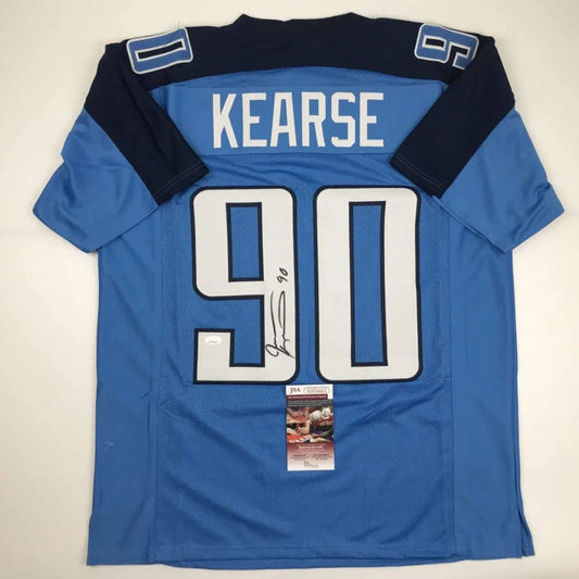Light blue KEARSE 90 custom jersey with autograph and PSA certification for professional sports fans