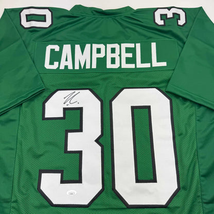 Jihaad Campbell signed custom jersey in kelly green with number 30