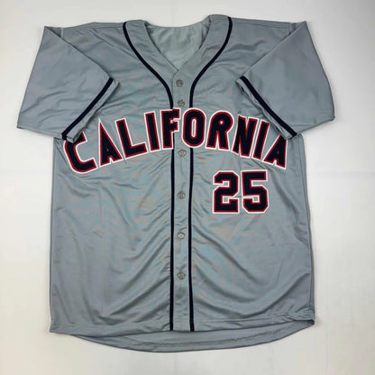 Gray Jim Abbott California custom jersey with black red accents and Beckett BAS Holo