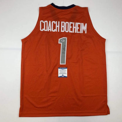 Authentic Jim Boeheim custom basketball jersey with autograph and authenticity sticker