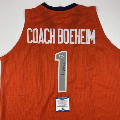 Orange mesh Jim Boeheim custom jersey with autograph and authenticity sticker for professional sports fans
