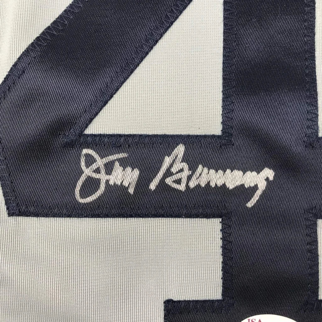 Autographed Jim Bunning custom jersey back with number 4, JSA COA