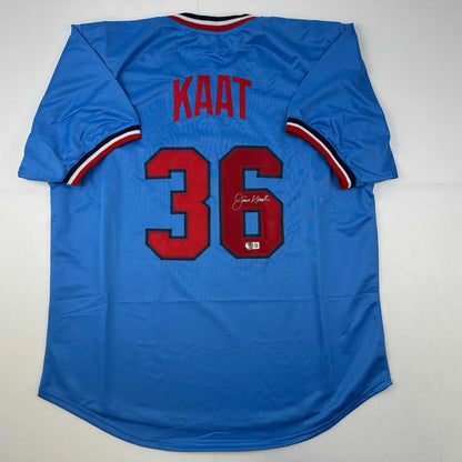 Autographed Jim Kaat Minnesota Light Blue Baseball Jersey Beckett BAS COA | Hall of Fame Sports Memorabilia | vintageantiquesgifts.com