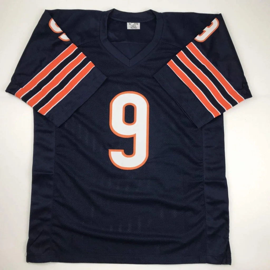 Navy blue custom jersey with orange and white number 9 from Professional Sports League