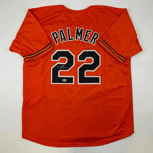 Orange custom jersey with PALMER 22 for professional sports league fans