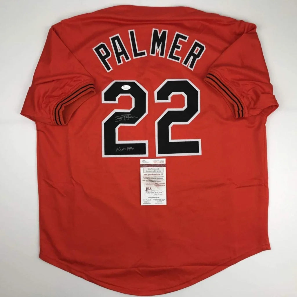 Autographed Jim Palmer HOF 1990 Baltimore Orange Baseball Jersey JSA COA | Hall of Fame Sports Memorabilia | vintageantiquesgifts.com