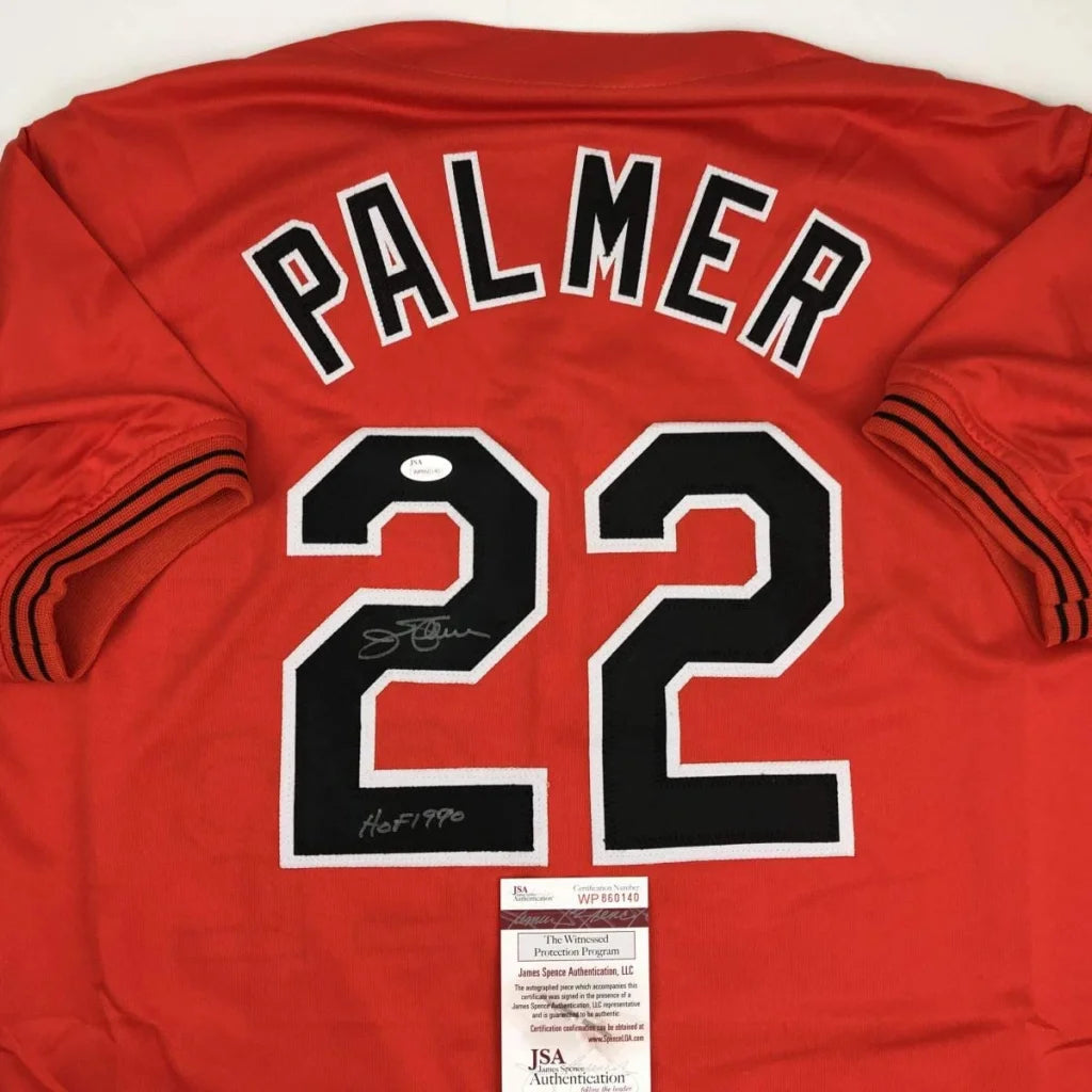 Autographed Jim Palmer HOF 1990 Baltimore Orange Baseball Jersey JSA COA | Certified Authentic Signed Memorabilia | vintageantiquesgifts.com