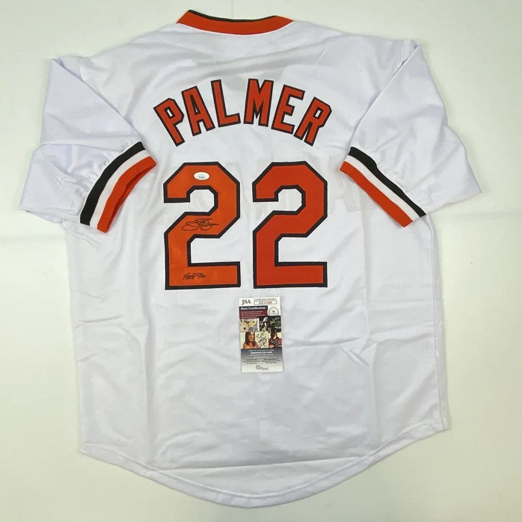 White custom jersey with PALMER 22 from Professional Sports League, signed by two players
