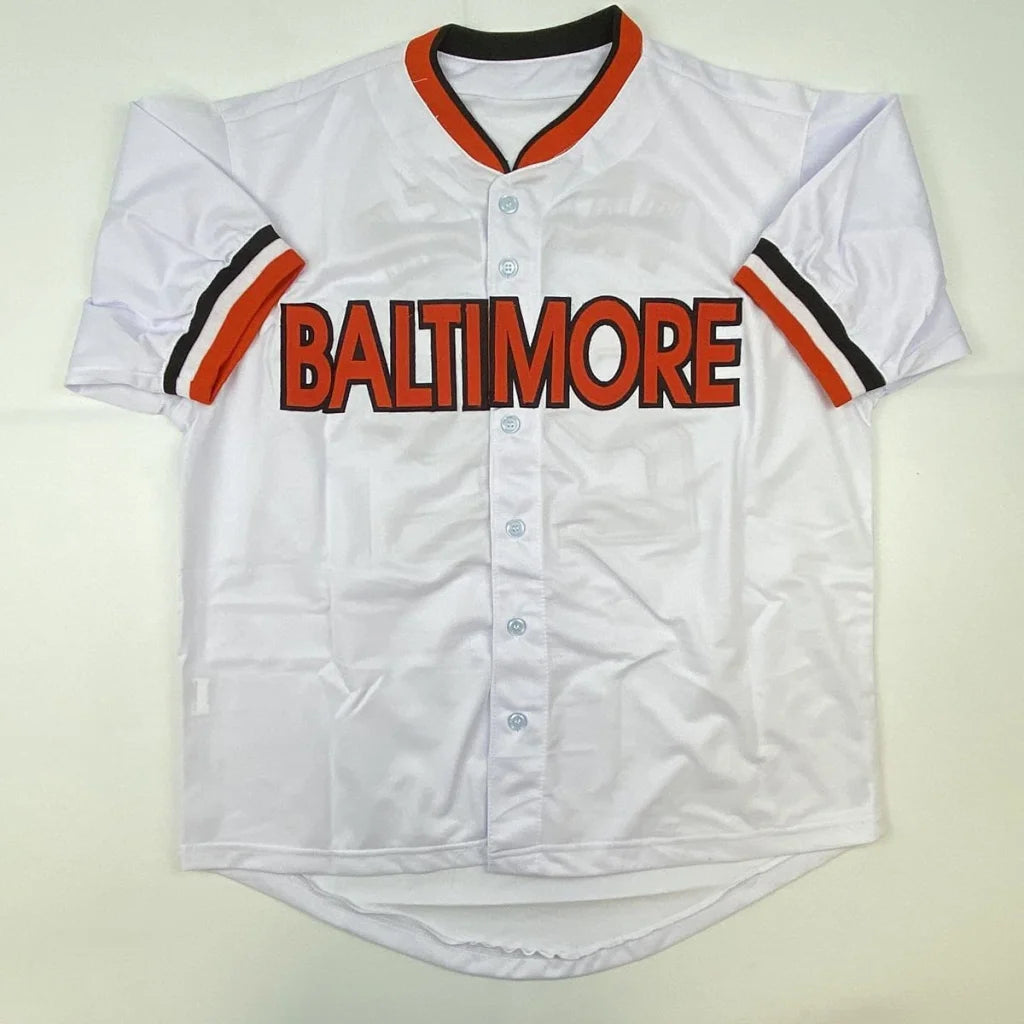 White custom jersey with red, black, and white stripes from Professional Sports League