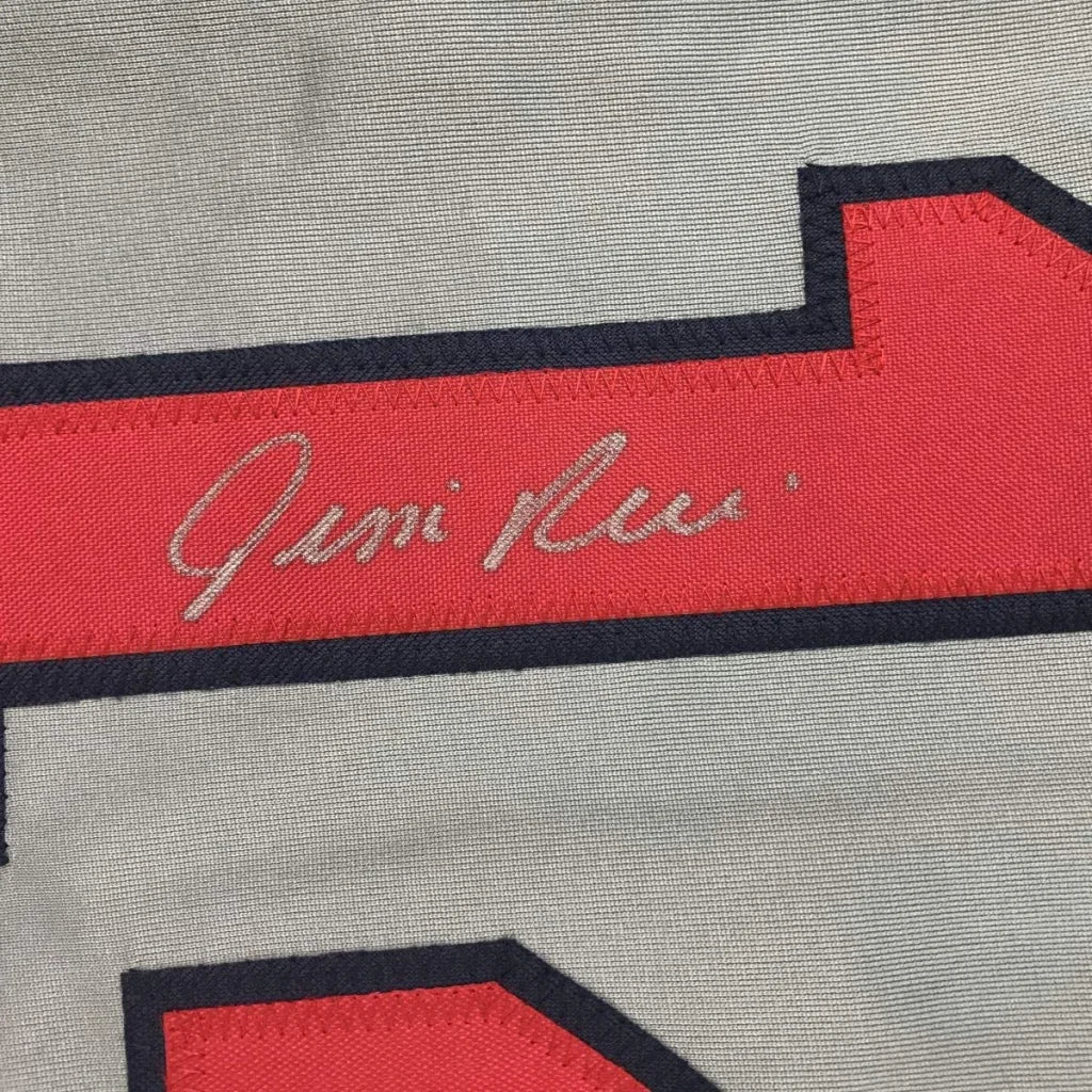 Jim Rice autographed gray custom jersey with red black signature embroidery JSA COA