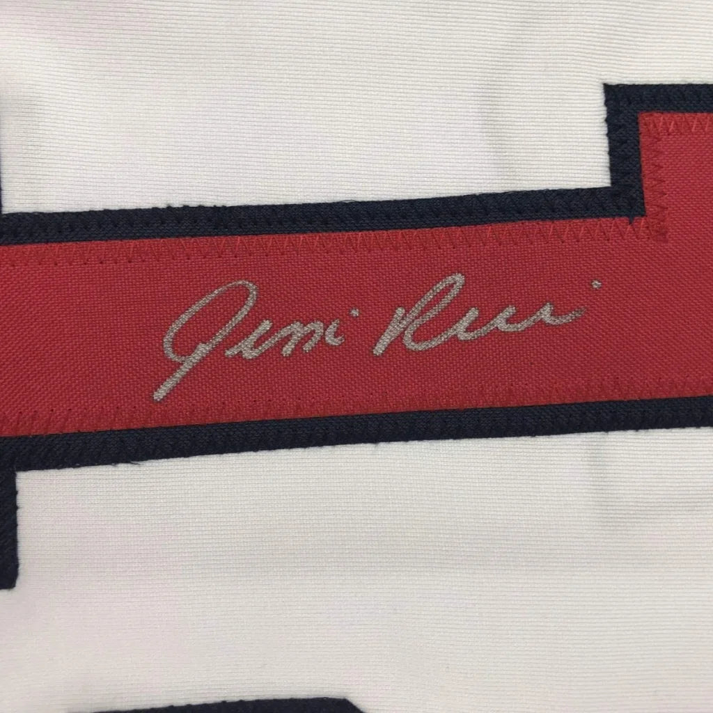 Autographed Jim Rice custom jersey patch with Juni Ruen signature, JSA COA