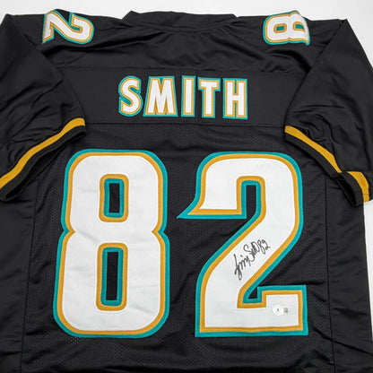Autographed Jimmy Smith Jacksonville Black Football Jersey Beckett BAS COA | Certified Authentic Signed Memorabilia | vintageantiquesgifts.com