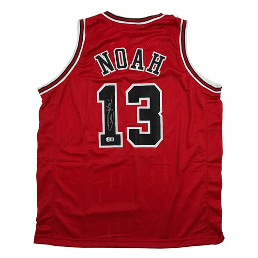 Autographed Joakim Noah Chicago Red Basketball Jersey Beckett BAS COA | Hall of Fame Sports Memorabilia | vintageantiquesgifts.com