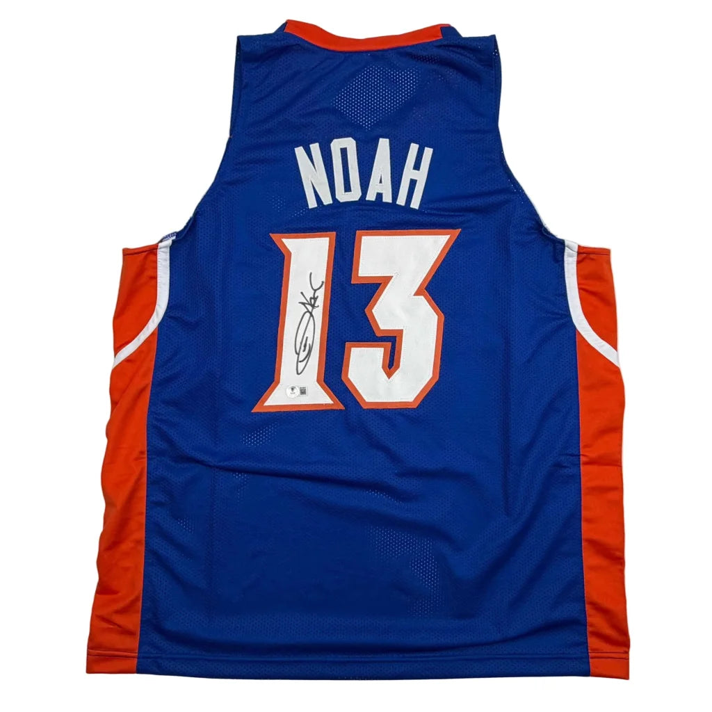 Autographed Joakim Noah Florida Blue College Basketball Jersey Beckett BAS COA | Hall of Fame Sports Memorabilia | vintageantiquesgifts.com